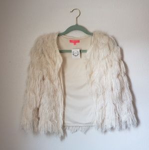 Cream fringe cropped cardigan